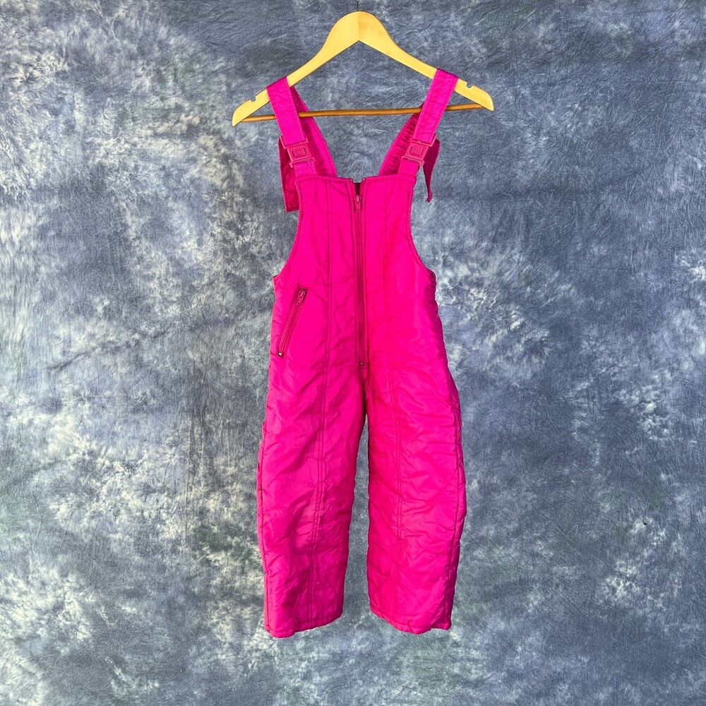 Vtg RME Snow Pants & Bibs Girls Kids 5 Pink Windproof Zip Front